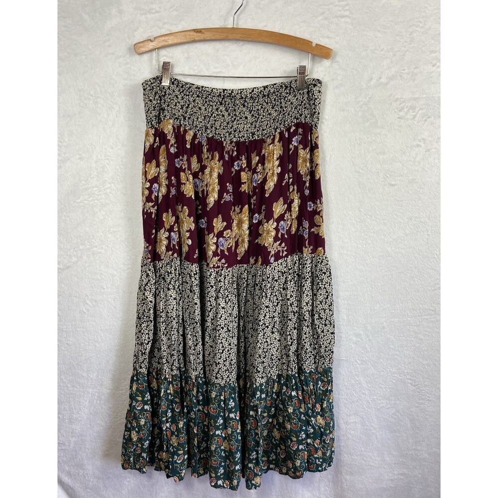 Natural Life Long Skirt Multiple Tiered Prints Women’s XL Elastic Waist - Picture 11 of 11